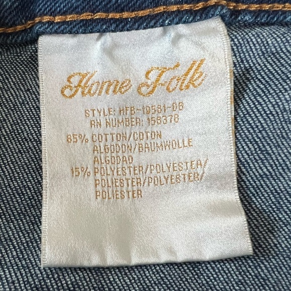 Home Folk Dallas Distressed Women’s Dark Wash Blues Flare Jeans - Picture 9 of 12